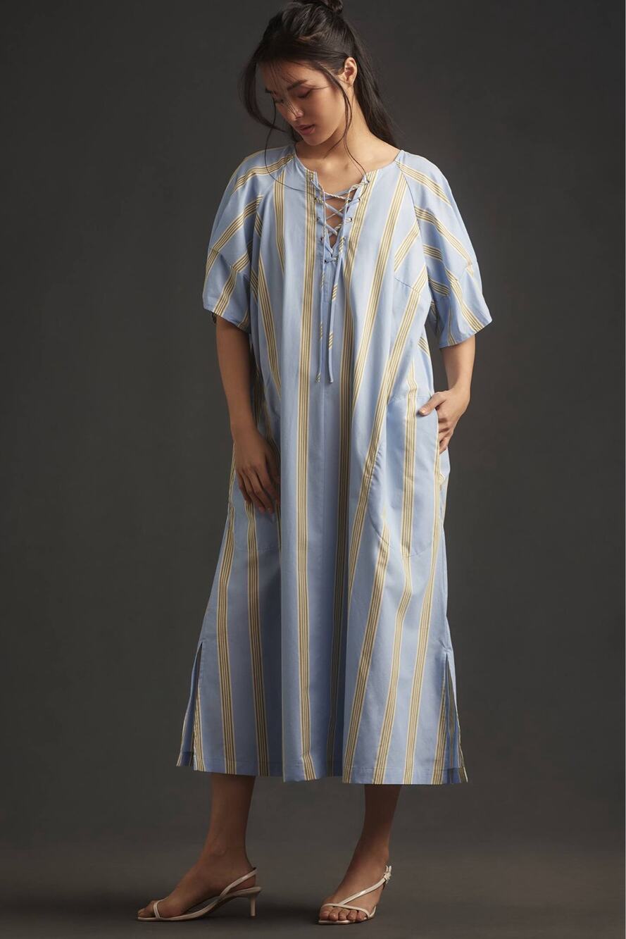 Maeve by Anthropologie Short-Sleeve Crossover V-Neck Midi Dress - Size: Small